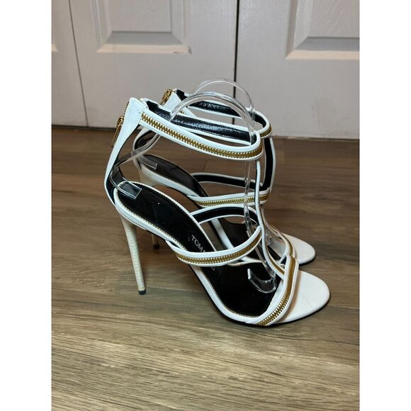 Tom Ford White Chain Ankle Strap heels - Picture 2 of 10